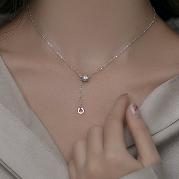 *NEW 925 Sterling Silver Diamond Drop Necklace - Picture 3 of 3